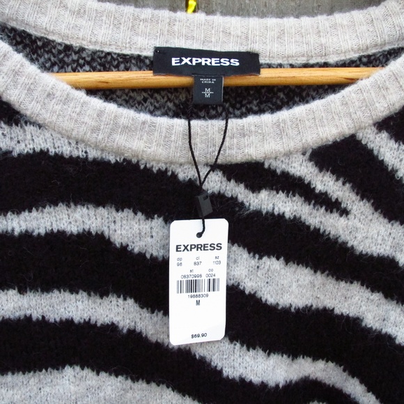 Zebra Stripe Fuzzy Tunic Sweater - Picture 5 of 5